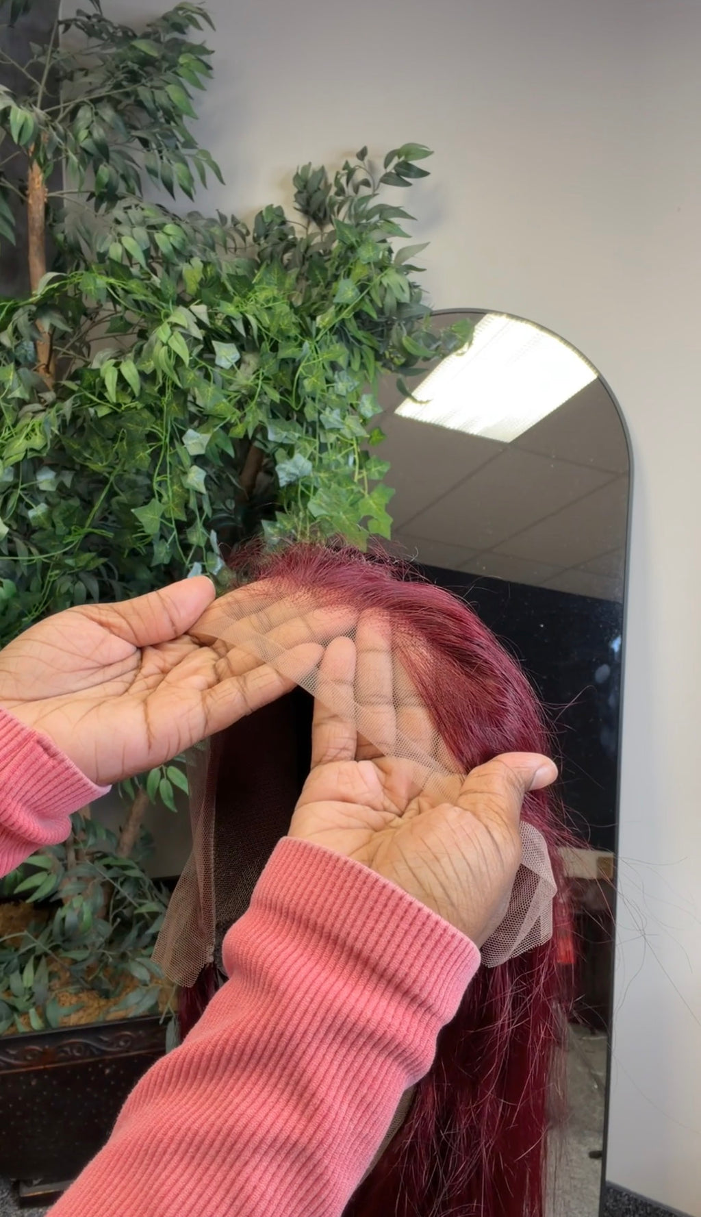 Burgundy Straight Frontal Wig