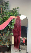Burgundy Straight Frontal Wig