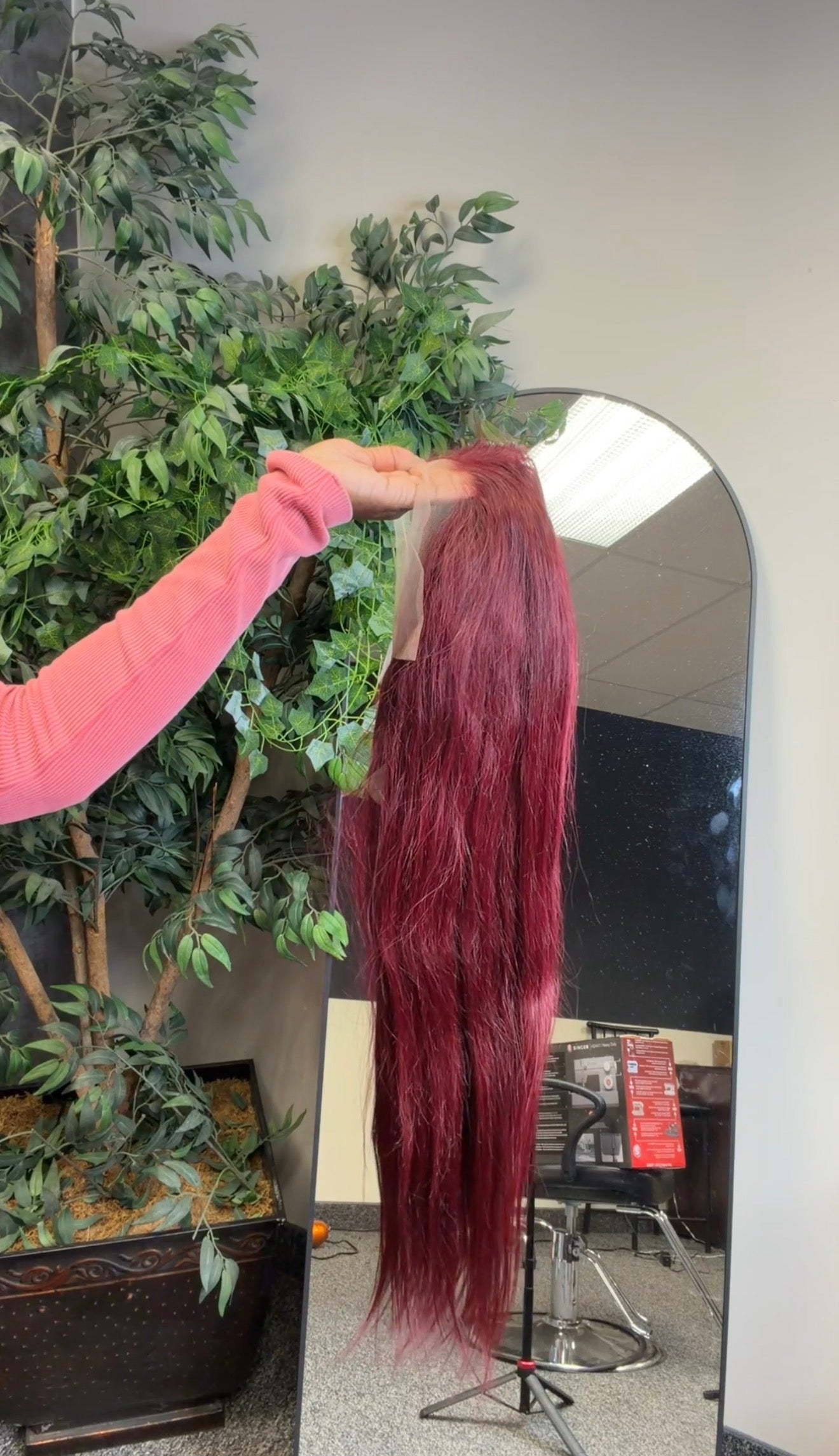 Burgundy Straight Frontal Wig