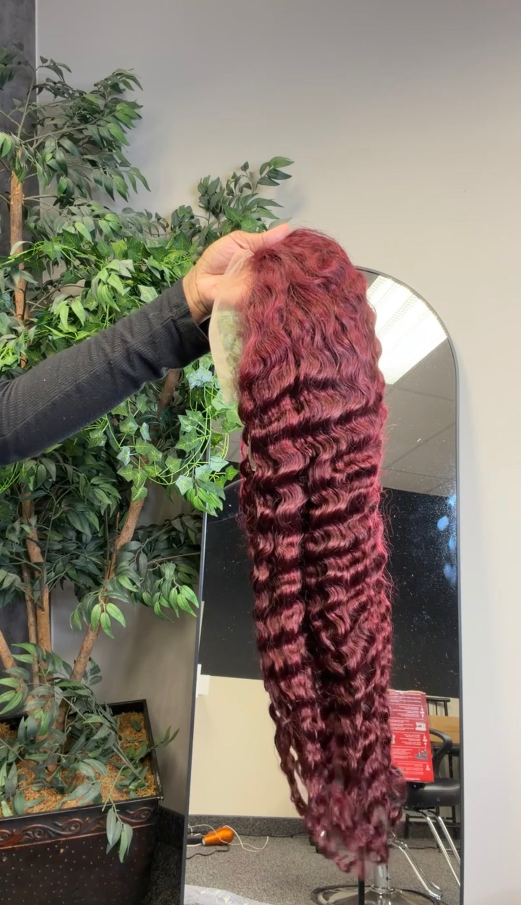 Burgundy Burmese Curly Frontal Wig