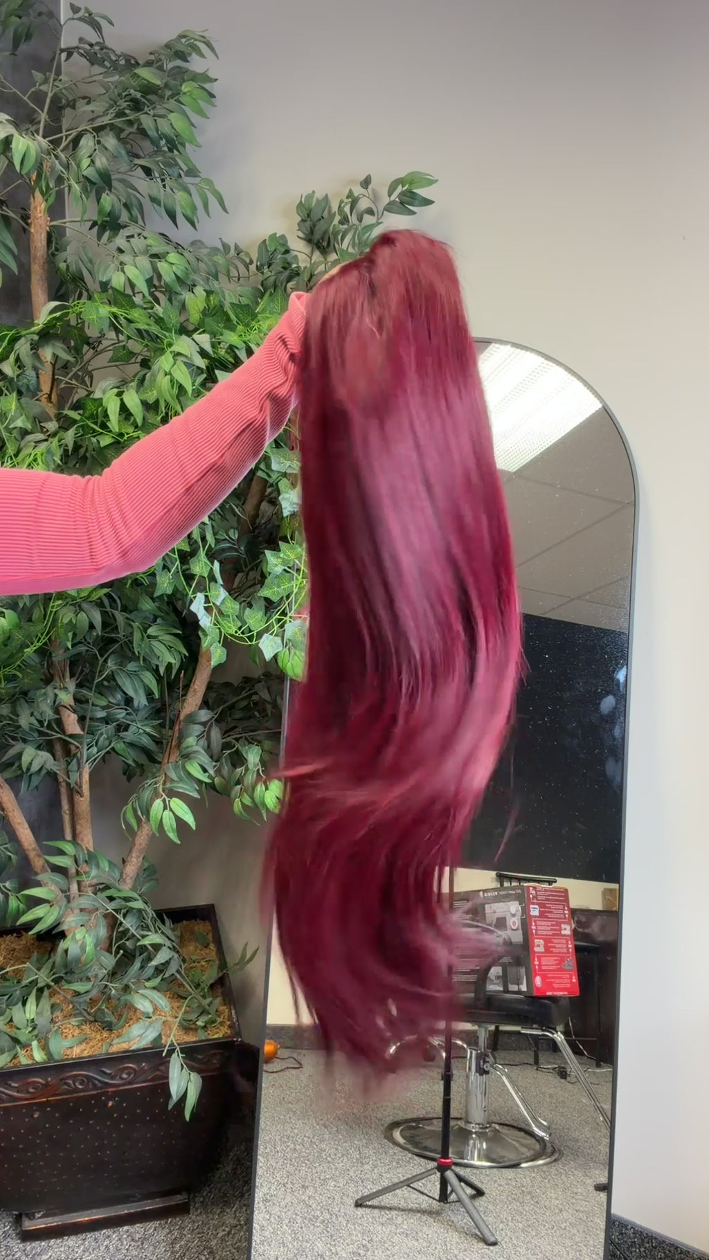 Burgundy Straight Frontal Wig