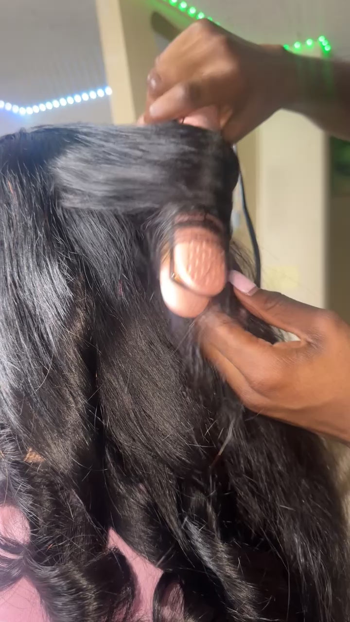 Peluca ondulada de encaje HD sin pegamento